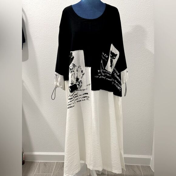 Black and White Graphic Maxi Dress DARKWIN made in Turkey.Perfect Condition - Picture 1 of 7